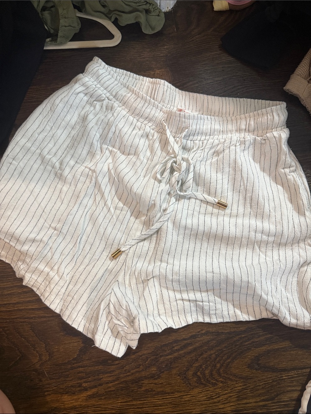 High-Waist White Stripe Relaxed Shorts